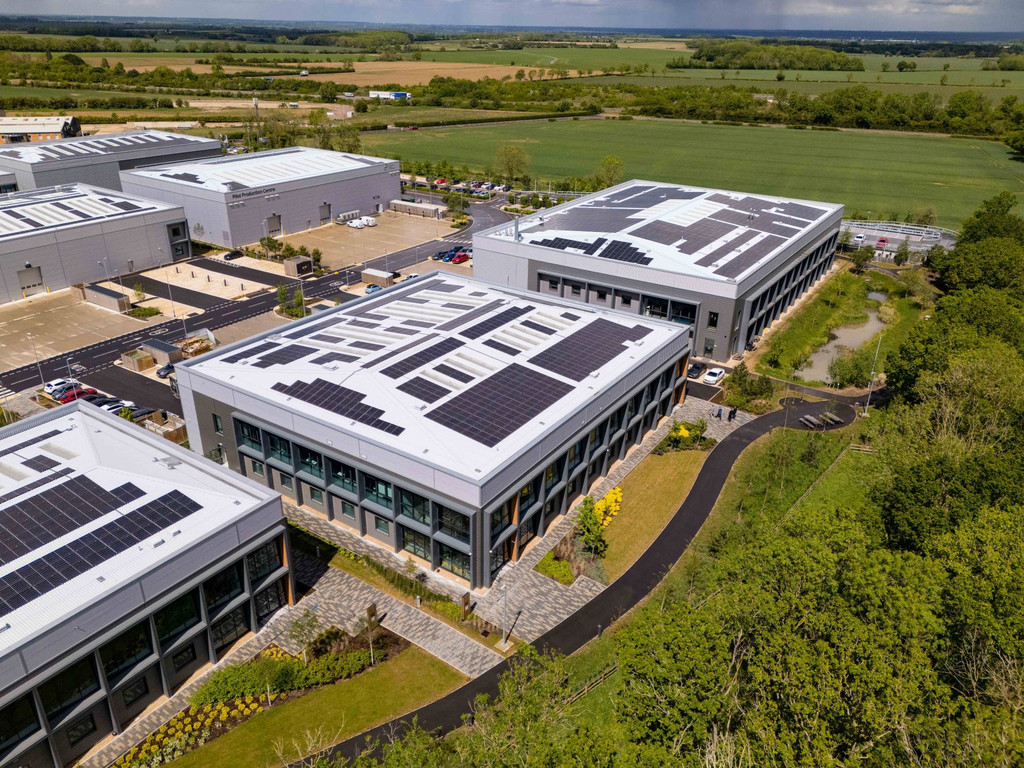 Aerial view of 4T Medical's facility at Bourn Quarter, Cambridge