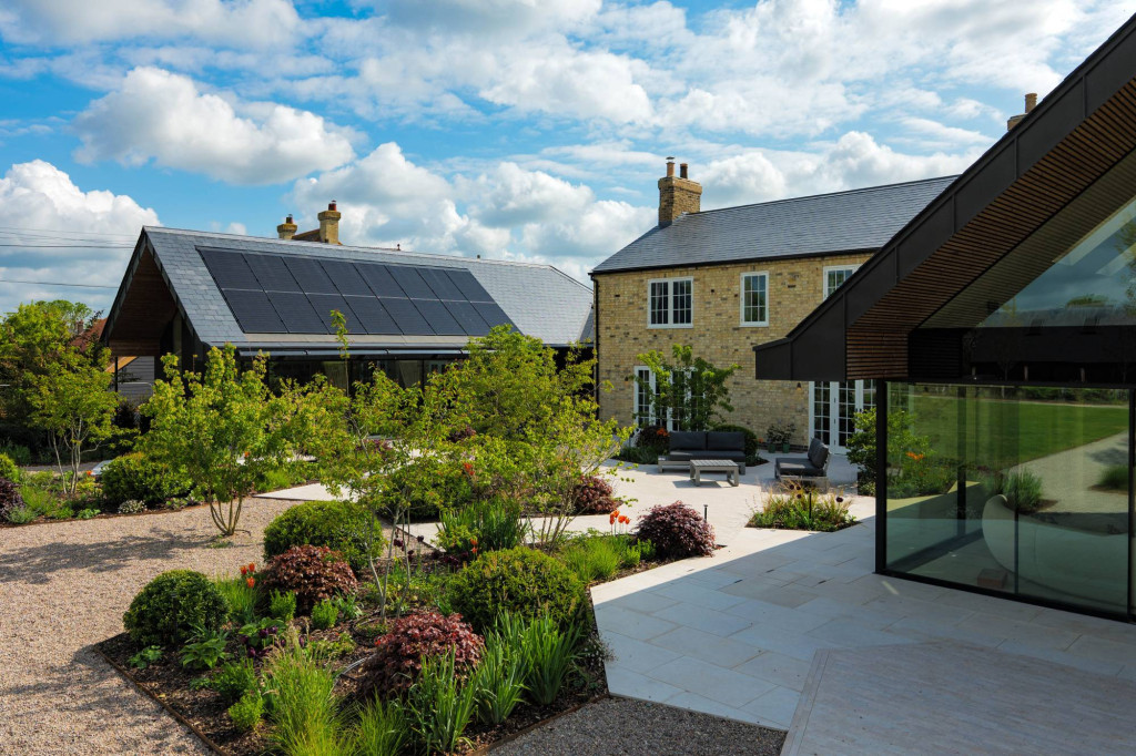 Renovated Boxworth home with in-roof solar panels and a landscaped garden