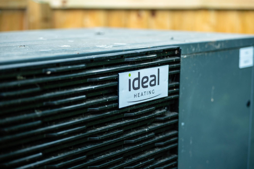 Close-up of an Ideal Heating air source heat pump